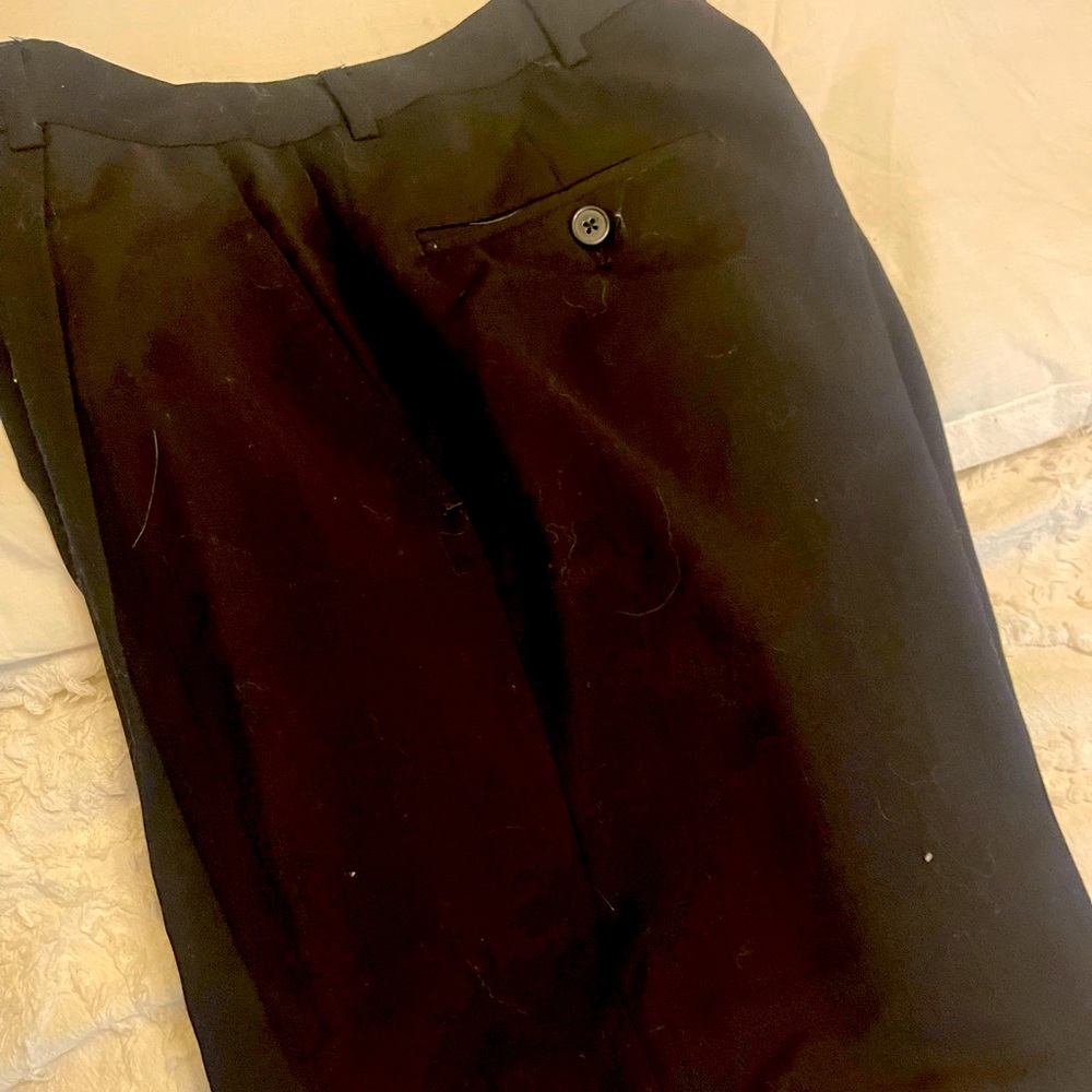 Mens Elite Style 100% Worsted Wool Black Dress Pants Size 33R W 31